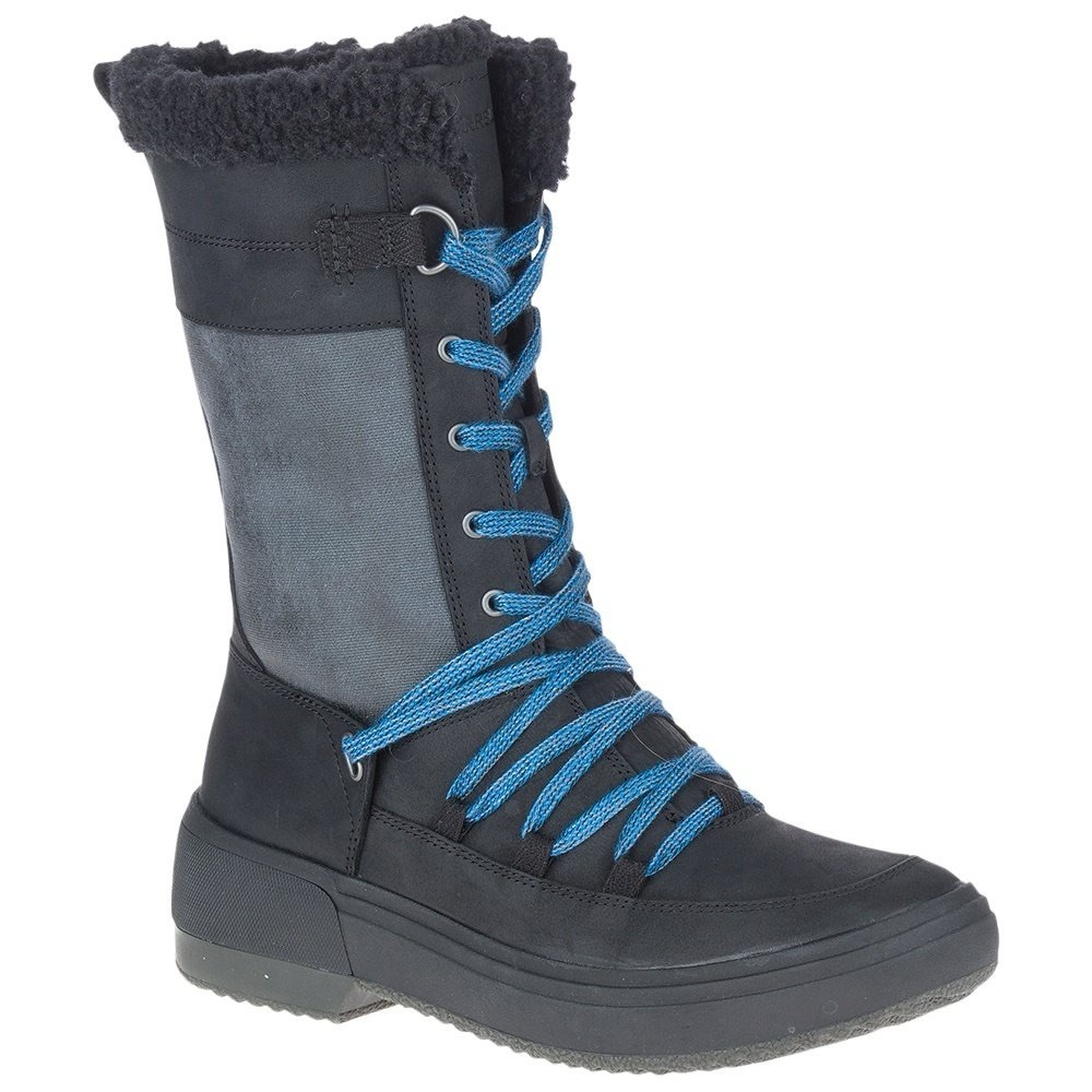 Merrell Haven Tall Lace Polar Waterproof Winter Boot Black Grey size 6